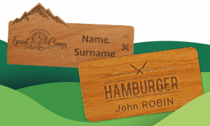 Houten naambadges