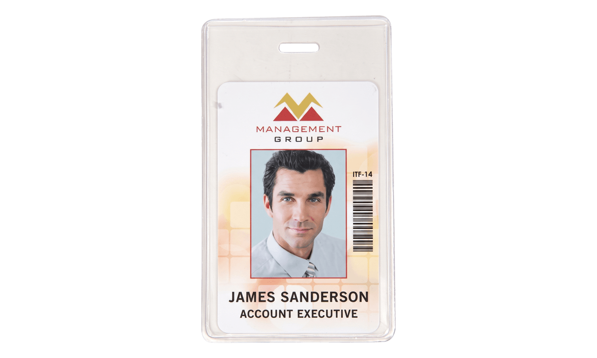 Vinyl badgehouder met clip - Creditcardformaat (CR80)