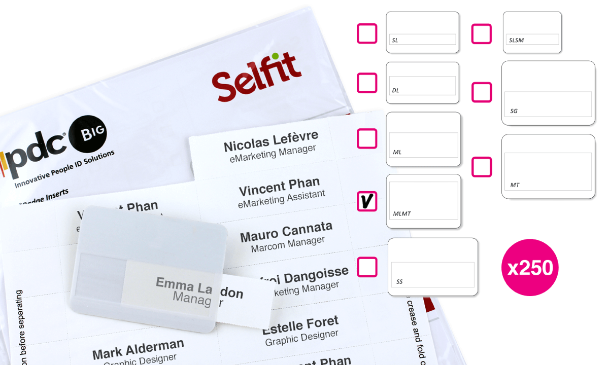 Selfit Multiline-insteekkaartjes, 75 x 24 mm, wit, 250 insteekkaartjes