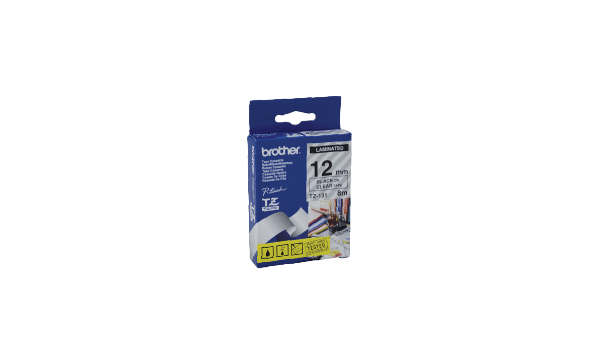 Brother P Touch Tapes, 12 mm, zwart bedrukking op transparante tape