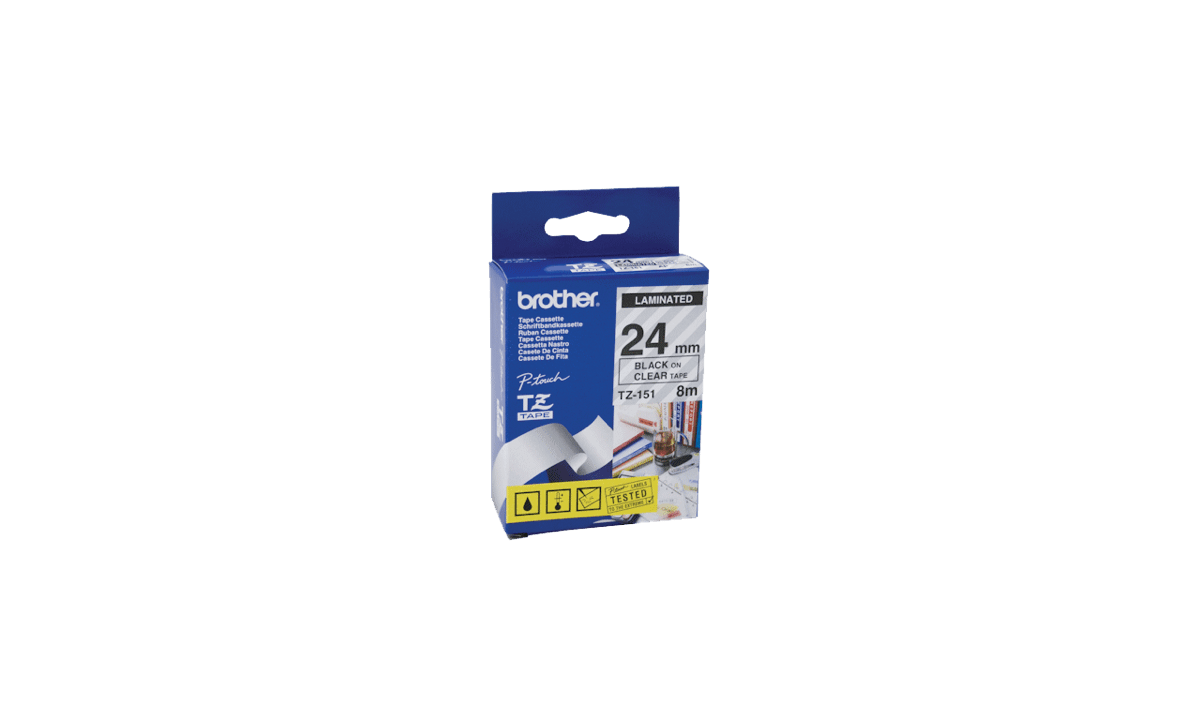 Brother P Touch Tapes, 24 mm, zwart bedrukking op transparante tape