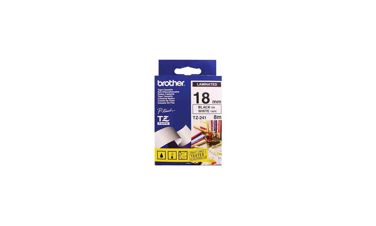 Brother P Touch Tapes, 18 mm, zwart bedrukking op wit tape