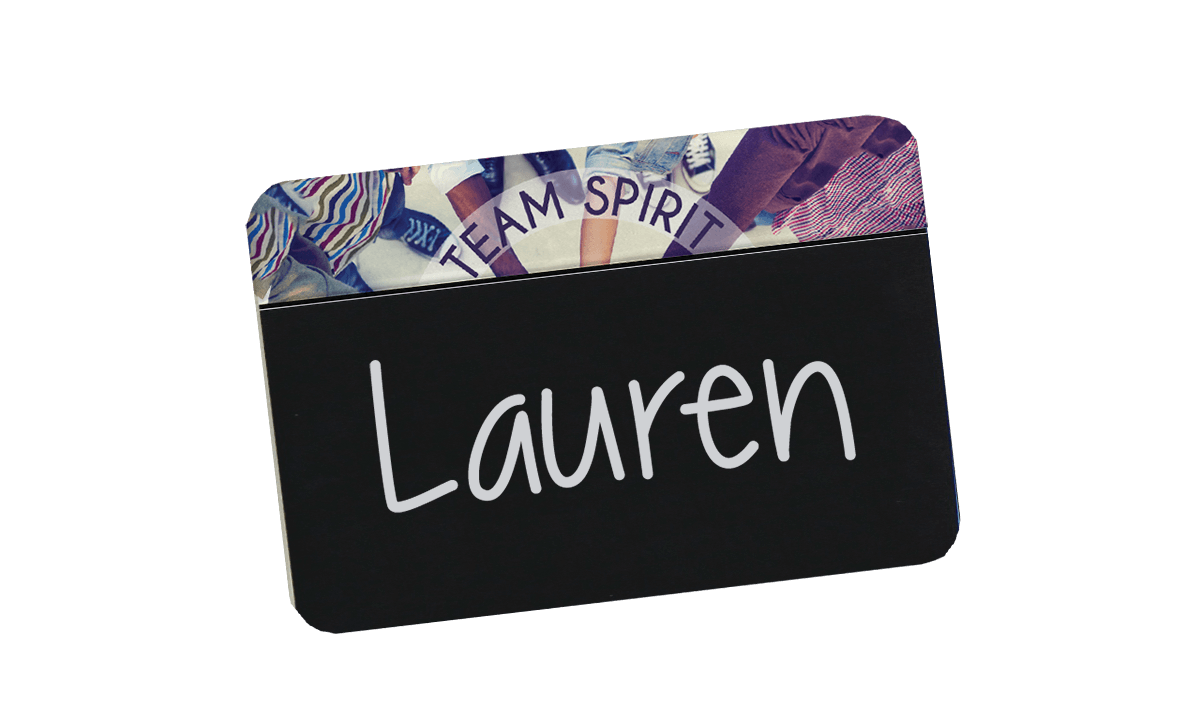 Krijtbord Badges, 75 X 50 mm, gepersonaliseerde afdruk op bovenrand