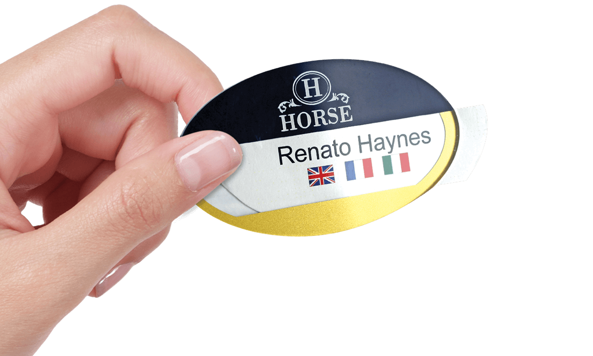 Herbruikbare Selfit® PRO Double line Naam badge, 70 X 40 mm, Ovale vorm