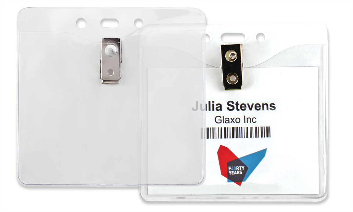 Vinyl badgehouder met clip - 99 x 84 mm inzetstuk