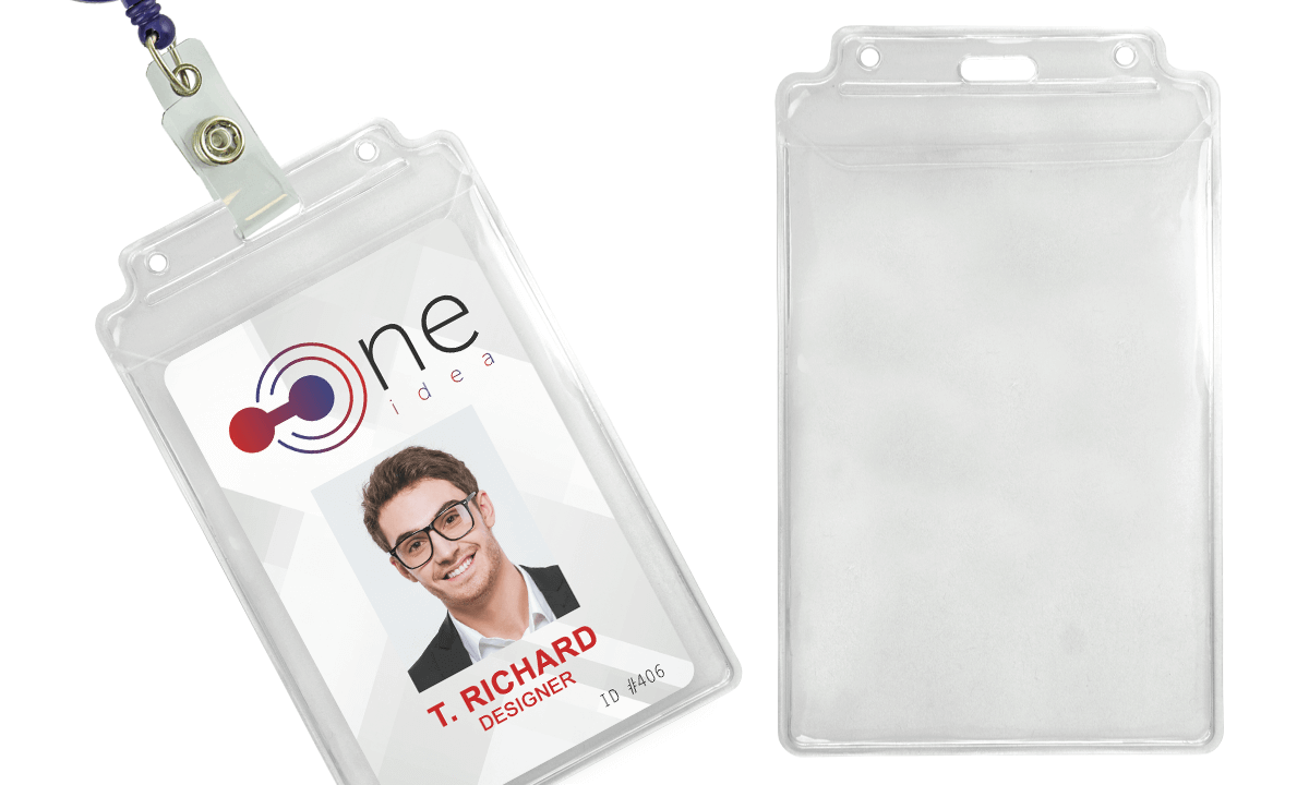 Vinyl badgehouder met insteekflap - 138 x 94 mm inzetstuk