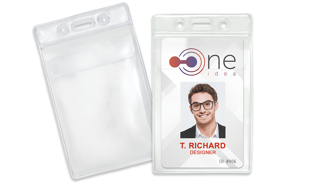 Vinyl badgehouder met insteekflap - 67 x 99 mm inzetstuk