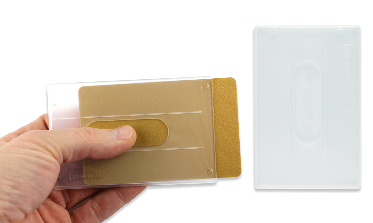 Halfstijve dispenser voor één kaart met duimkerf - mat