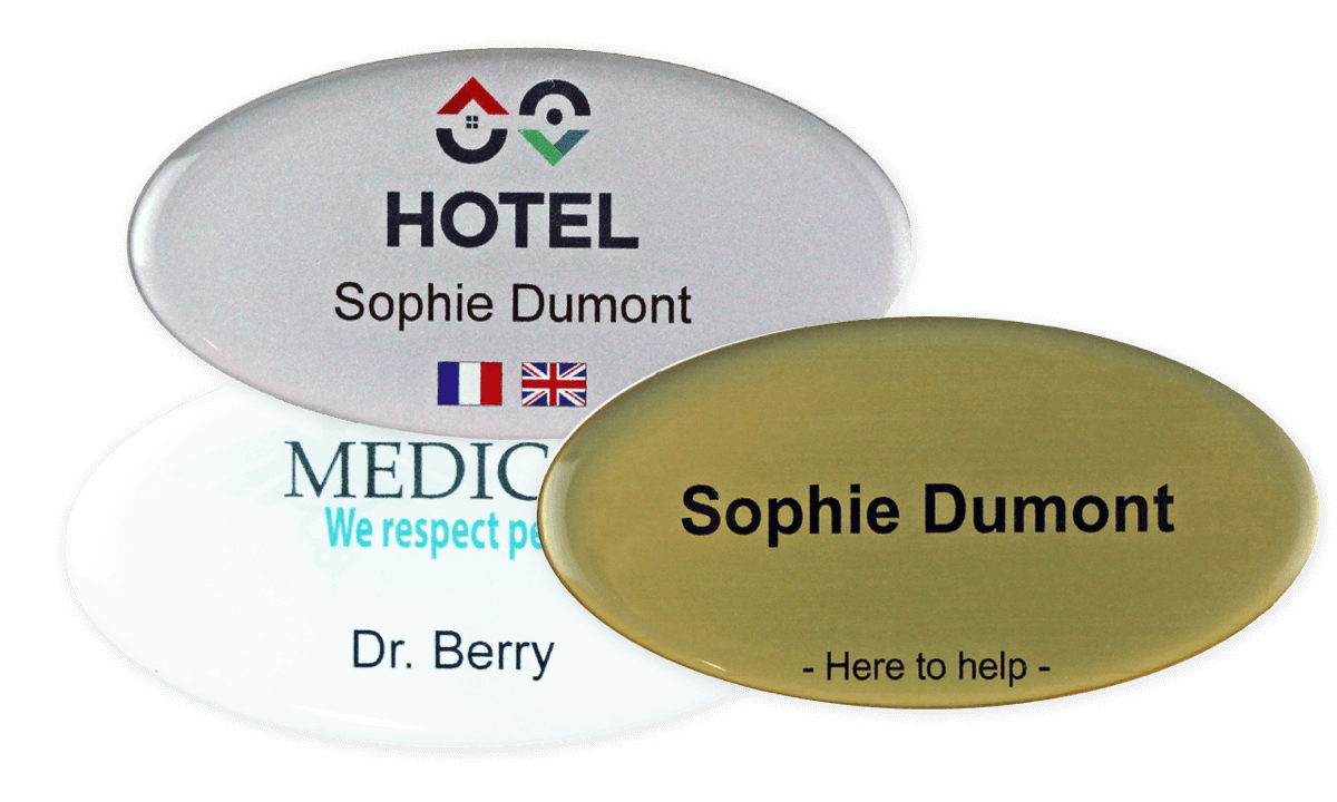 Premium Impress Naam badge, 75 X 38 mm - Ovaal
