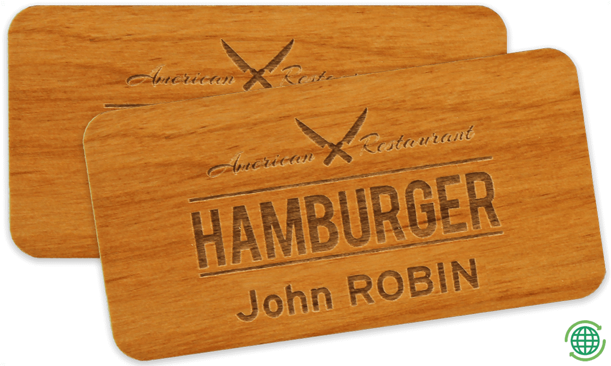 Impress Houten-Badges, 75 X 38 mm