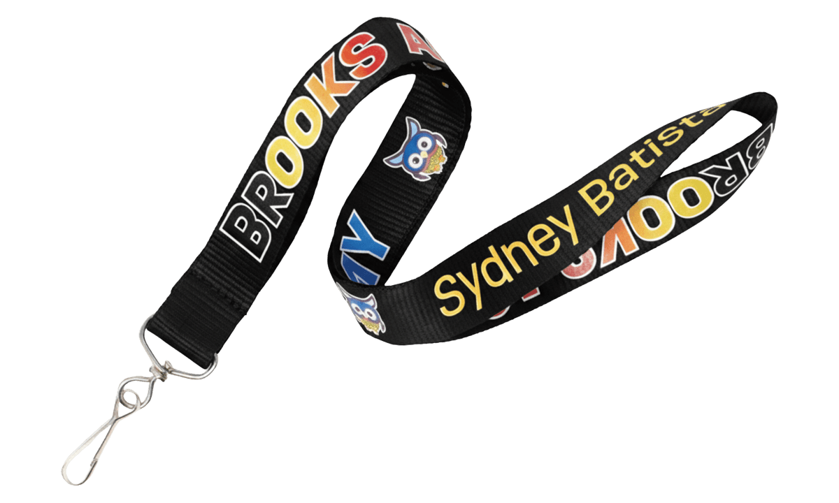 Gepersonaliseerde 10 mm TrueColor lanyards - volledige kleurenprint, Zwart