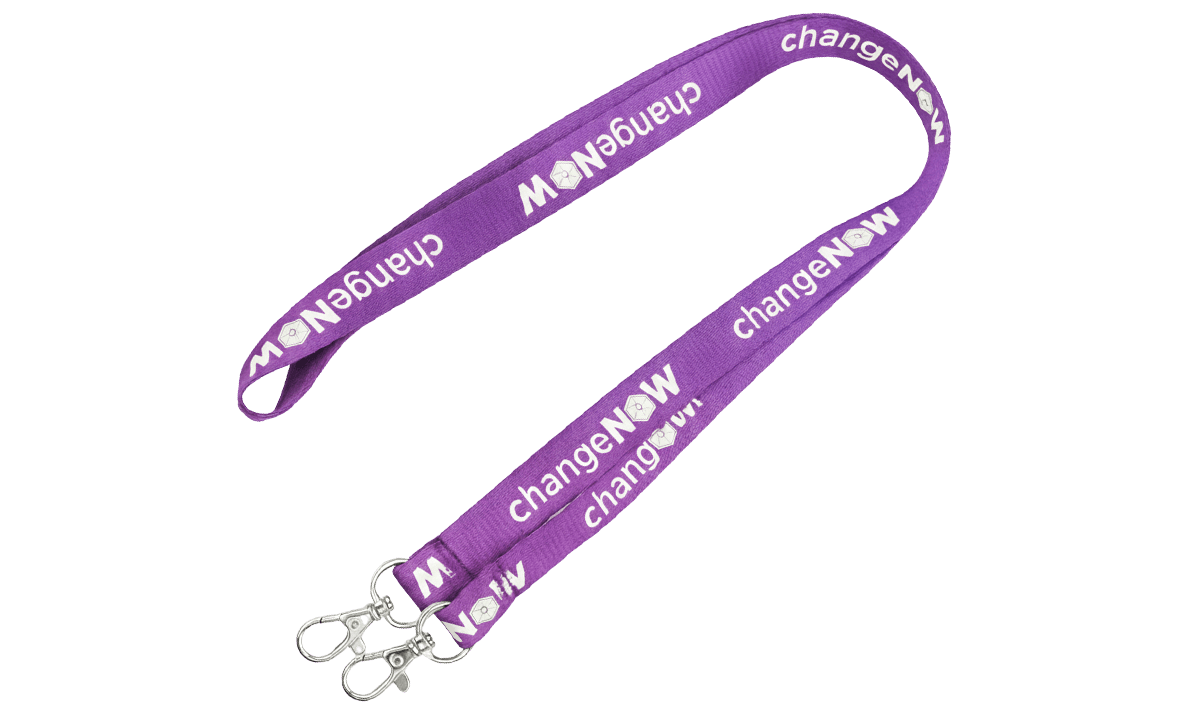 Gepersonaliseerde 20 mm platte lanyard met dubbele sluiting - bedrukking in één kleur