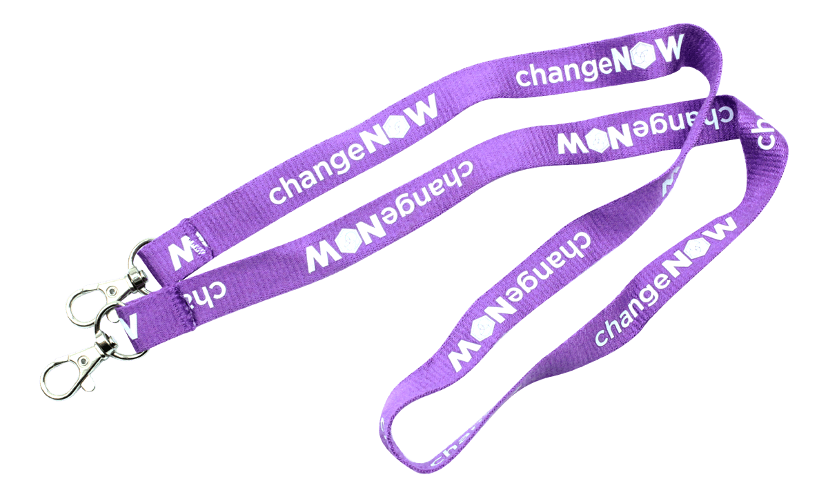 Gepersonaliseerde 20 mm platte lanyard met dubbele sluiting - bedrukking in één kleur