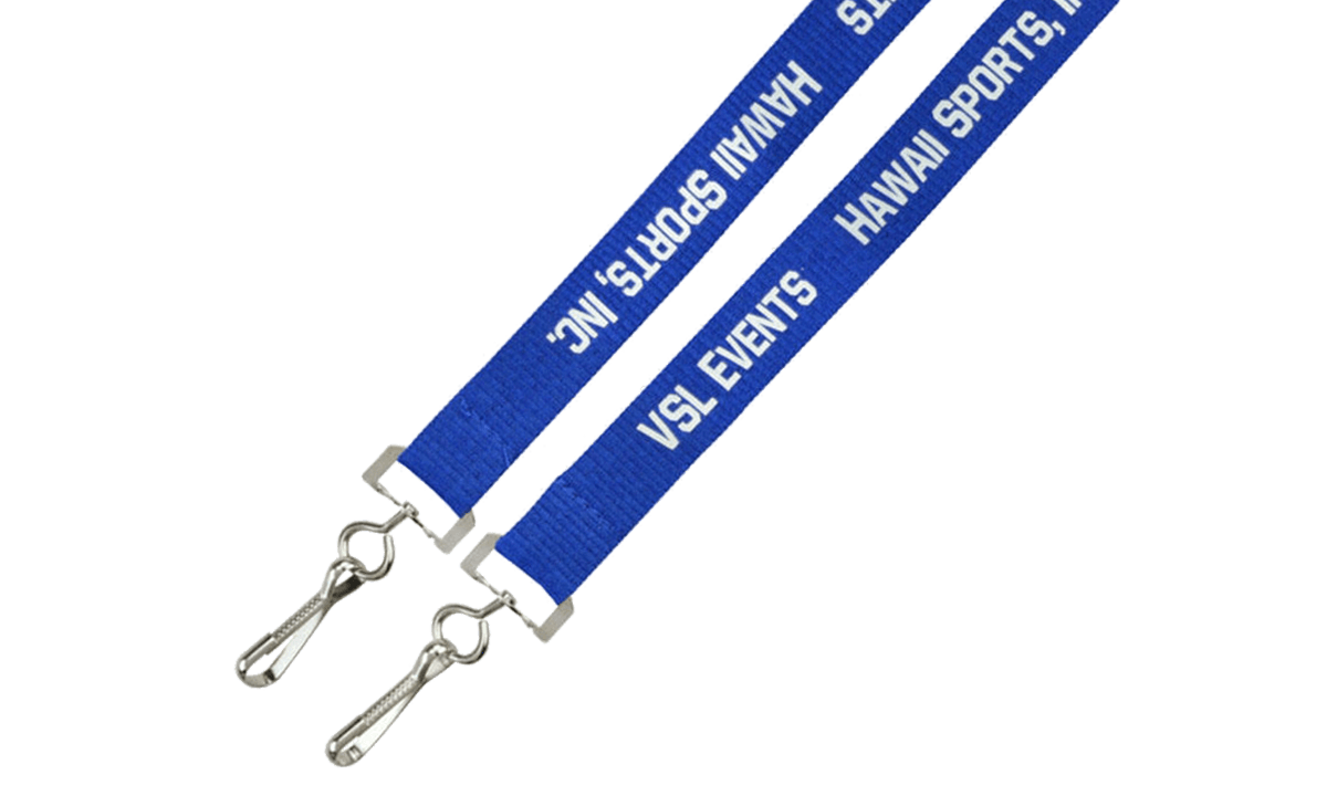 Gepersonaliseerde 25 mm economische lanyards voor evenementen met dubbele sluiting - bedrukking in één kleur
