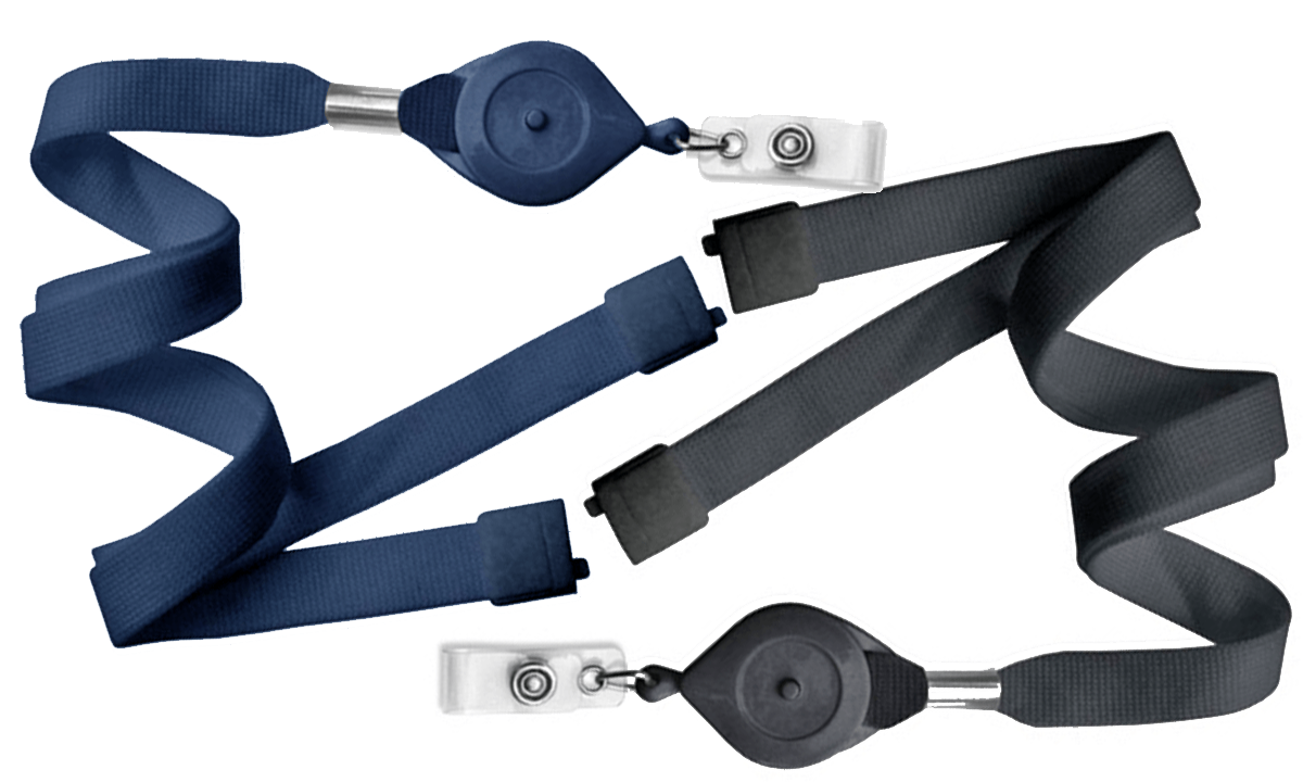 Buisvormige 15 mm lanyards met veiligheidssluiting en slimme badge-jojo met snelle vergrendelingsknop