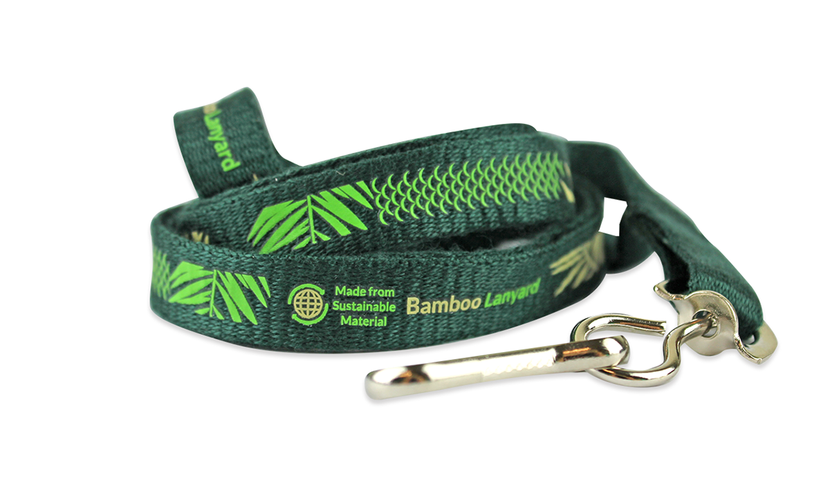 Gepersonaliseerde 10 mm bamboe lanyard - bedrukking in één kleur