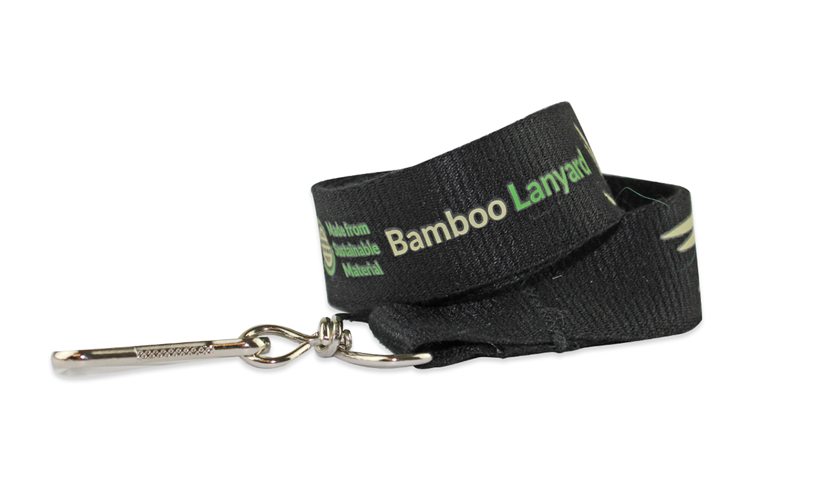 Gepersonaliseerde 25 mm bamboe lanyard - bedrukking in één kleur