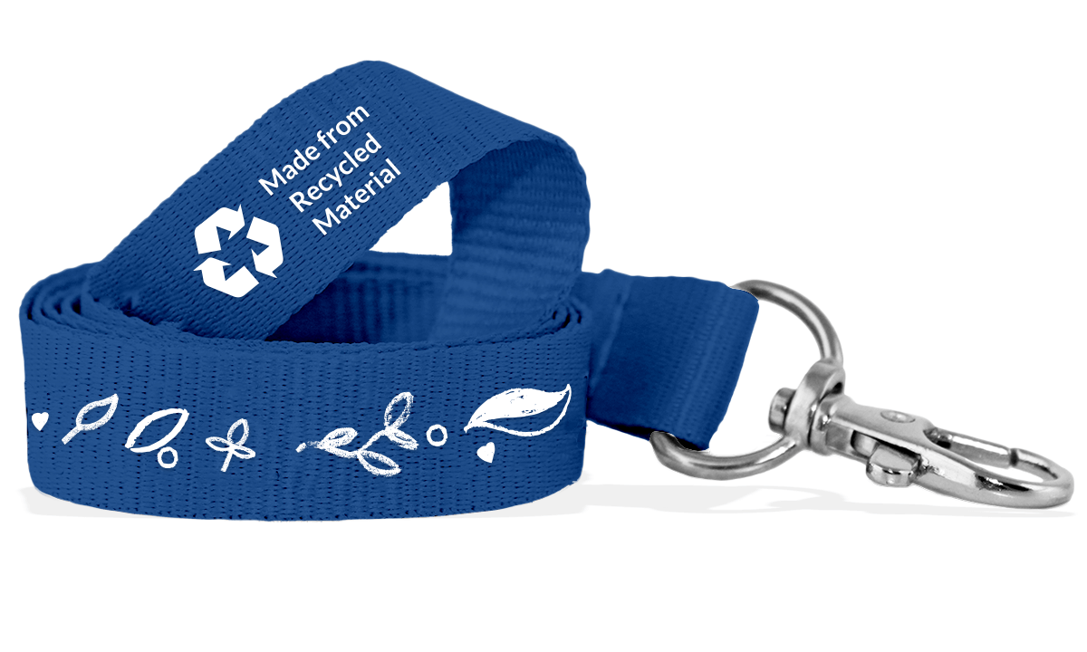 Gepersonaliseerde 15 mm lanyards van gerecycleerd polyester - bedrukking in één kleur