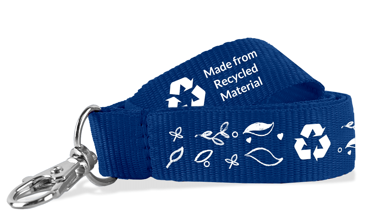 Gepersonaliseerde 20 mm lanyards van gerecycleerd polyester - bedrukking in één kleur