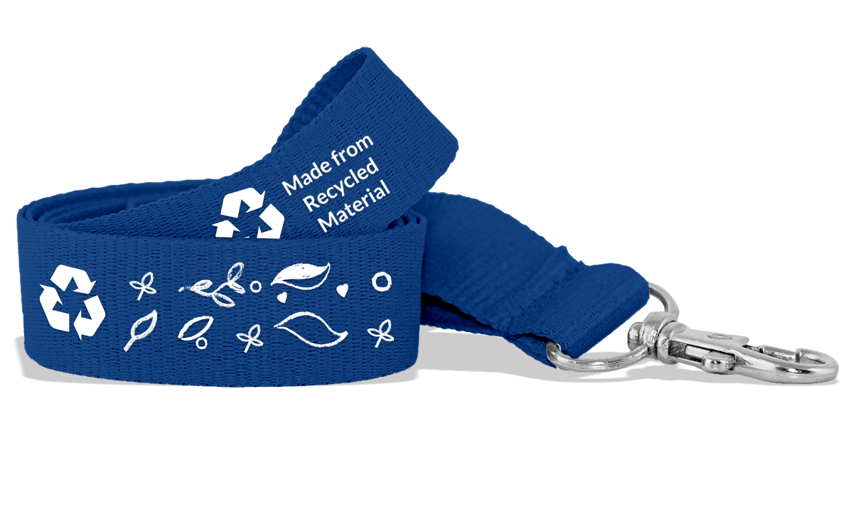 Gepersonaliseerde 25 mm lanyards van gerecycleerd polyester - bedrukking in één kleur