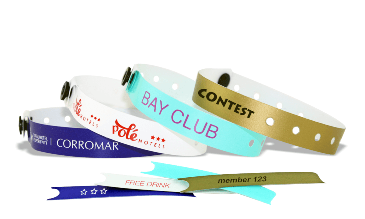 Plastic polsbandjes, 13mm, met afdruk in 1 kleur