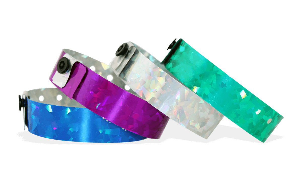 Holografische polsbandjes, 19mm, diamant metallic patroon, zonder afdruk