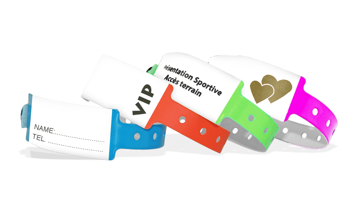 Vinyl Polsbandjes, 25 mm, met de hand beschrijfbaar, met afdruk in 1 kleur