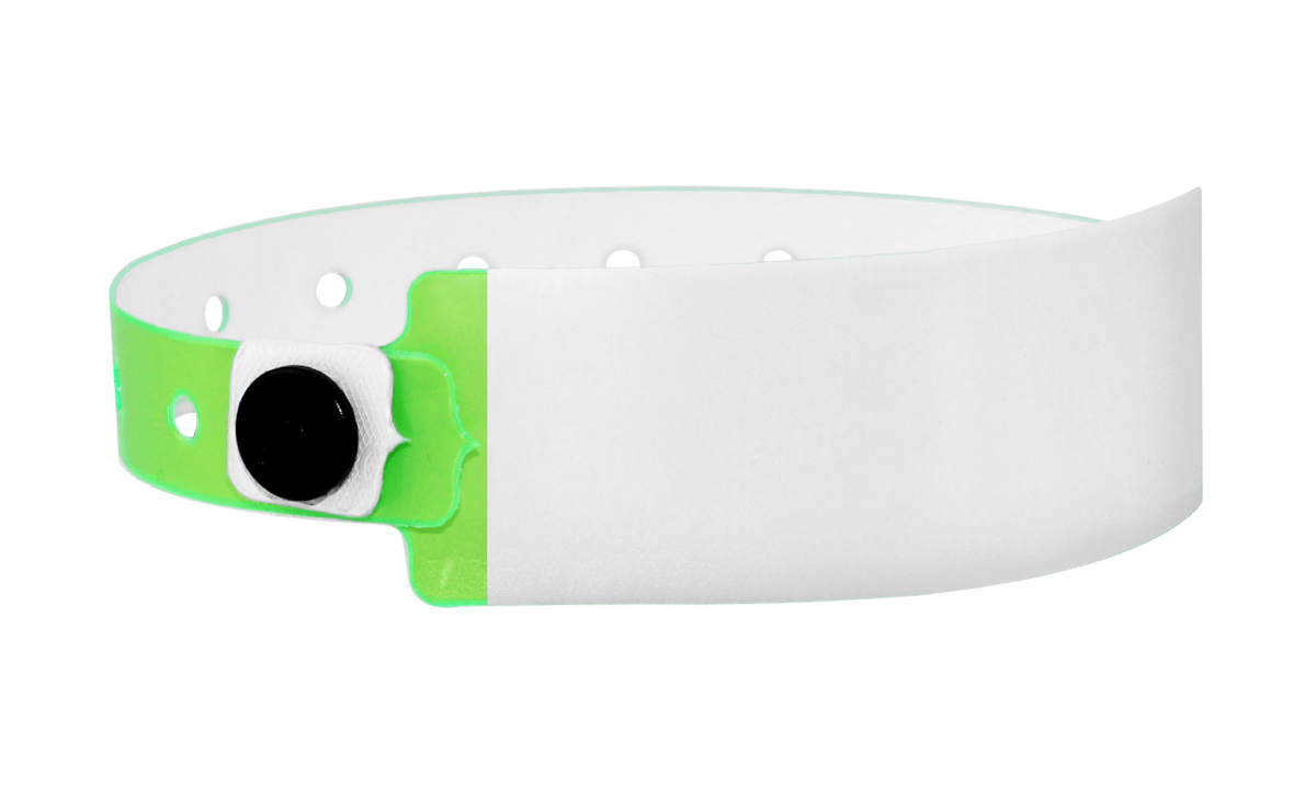 Vinyl Polsbandjes, 25 mm, met de hand beschrijfbaar, met afdruk in 1 kleur, lively lime