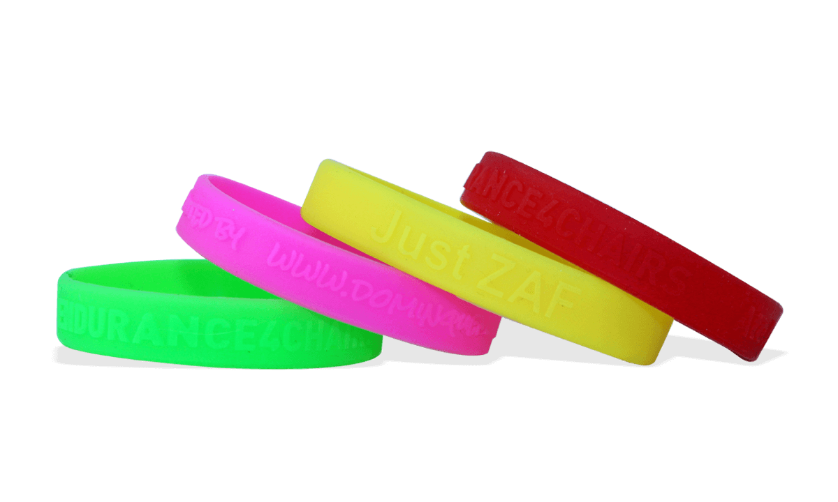 Siliconen polsbandjes met reliëf, maat medium / tiener