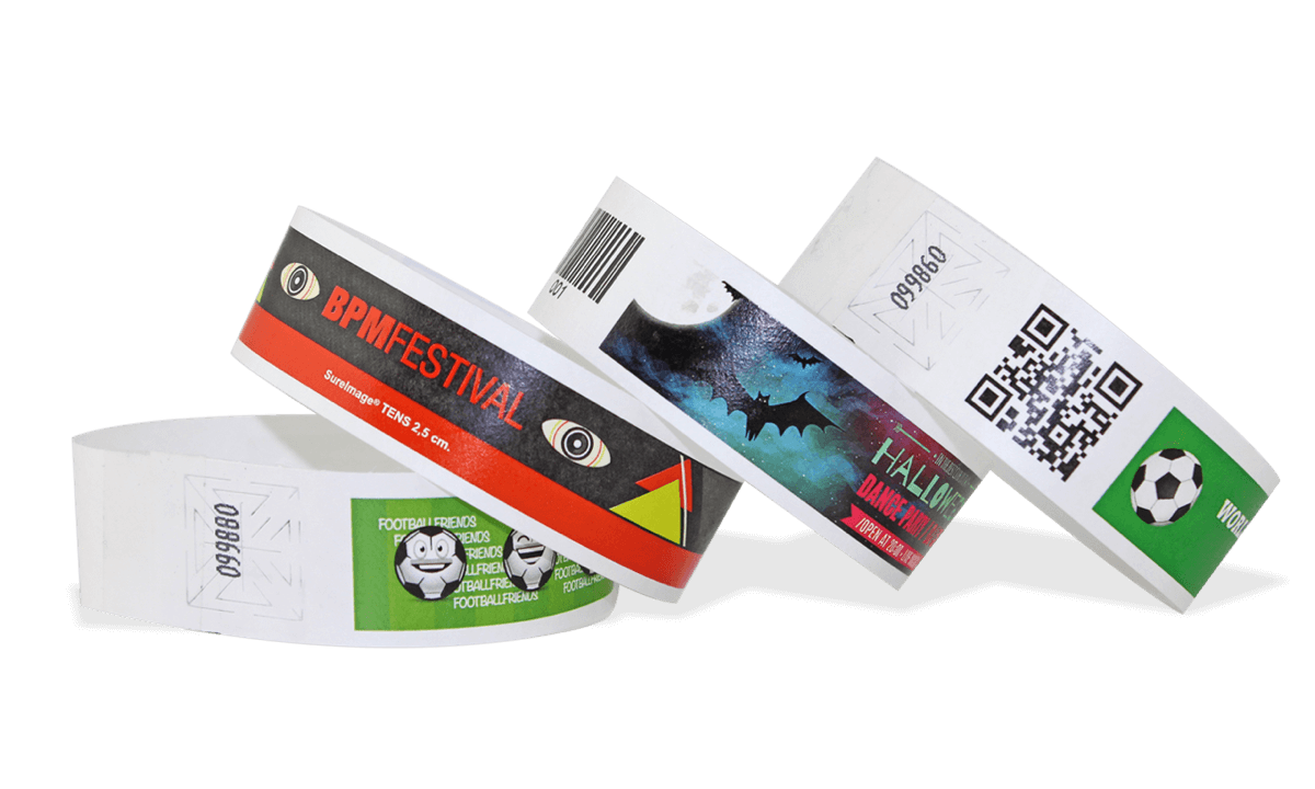 Tyvek polsbandjes 25 mm met afdruk van één afbeelding met kleuren