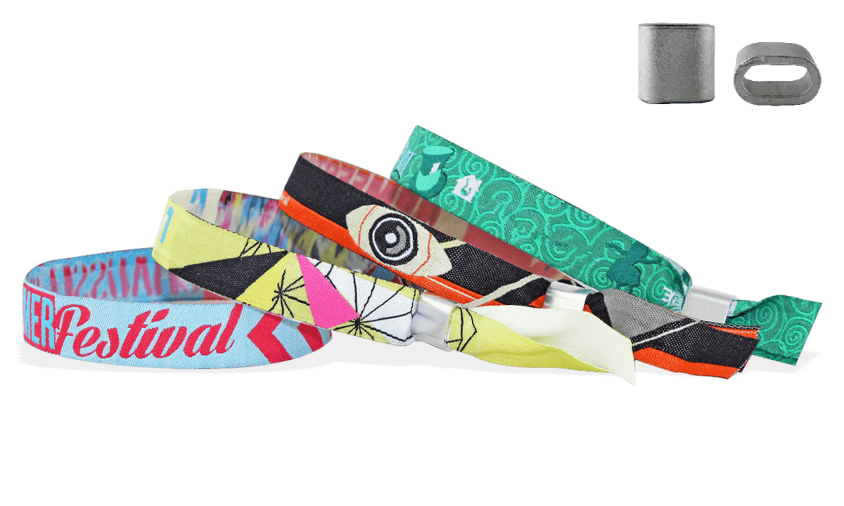 Geweven polsbandjes "Honolulu" met platte schuifsluiting in metaal