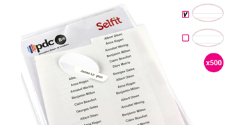 Selfit Single Line-insteekkaartjes, 70 x 12 mm met gebogen randen, wit, 500 insteekkaartjes