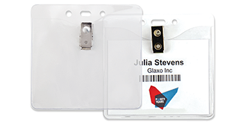Vinyl badgehouder met clip - 99 x 84 mm inzetstuk