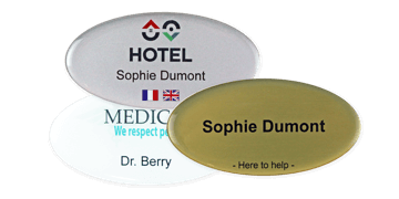 Premium Impress Naam badge, 75 X 38 mm - Ovaal