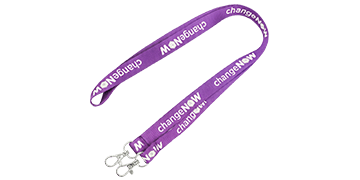 Gepersonaliseerde 25 mm platte lanyard met dubbele sluiting - bedrukking in één kleur