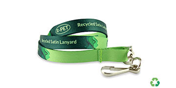 Gepersonaliseerde 10 mm lanyards van gerecycleerd satijn 10 mm - Meerkleurenbedrukking