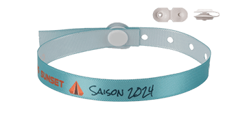Satijn polsbandjes 10mm "speciaal voor camping" met St Tropez sluiting