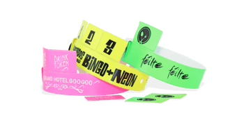 Vinyl polsbandjes met 3 afneembare tabs, 19mm, met afdruk in 1 kleur