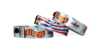 Holografische polsbandjes, 19mm, sterren metallic patroon, met digitale kleuren afdruk