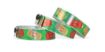 Holografische polsbandjes, 19mm, gestreepte metallic patroon, met digitale kleuren afdruk