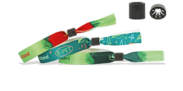 Polsbandjes van GERECYCLED satijn met schuif sluiting in plastic (Oslo)