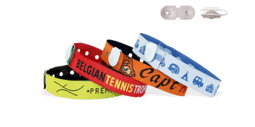 Geweven polsbandjes "St Tropez" met knop druksluiting in vinyl